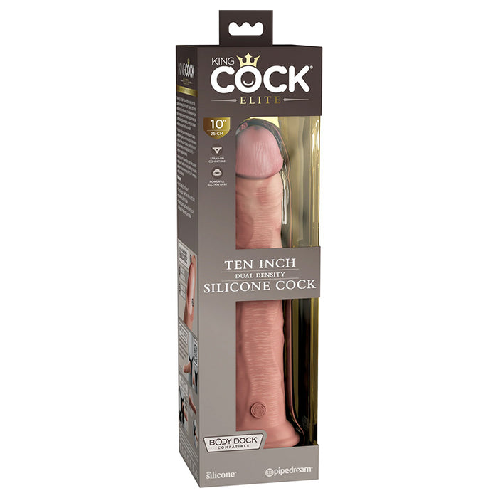 Pipedream PD5774-21 King Cock Elite 10 Inch Silicone Dual Density Dildo Light Package Front